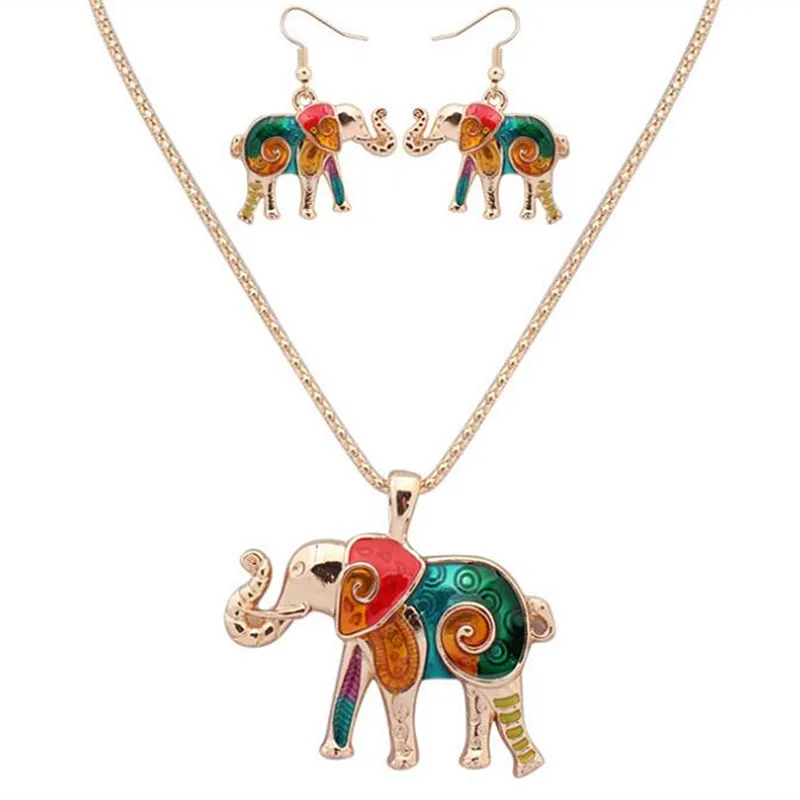 Набор украшений TimLee: ожерелье слон + серьги краб-дельфин