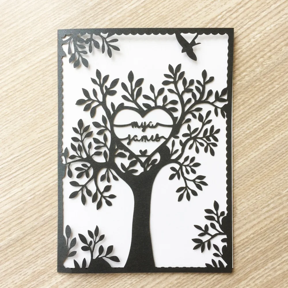 

40pcs/lot Delicate Carved Tree Pattern Invitation Card Event Party Supplies Wedding Invitation Card Birthday Party Decorations