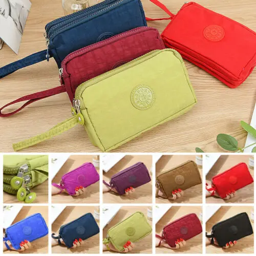 Женская Холщовая Сумка для телефона короткий кошелек трехслойный на молнии с