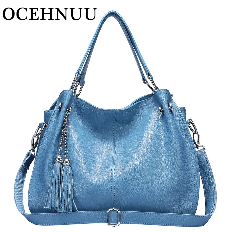 OCEHNUU Genuine Leather Luxury Handbags Women Bags Designer Shoulder Bag Crossbody Tassel Female Real Ladies Hand | Багаж и сумки