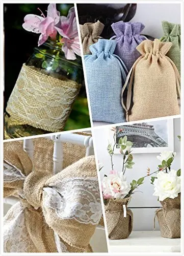 

Natural Jute Rustic Burlap Lace Hessian Table Runner Table Chair Chair Sash Band for Wedding Festival Event Table Decoration