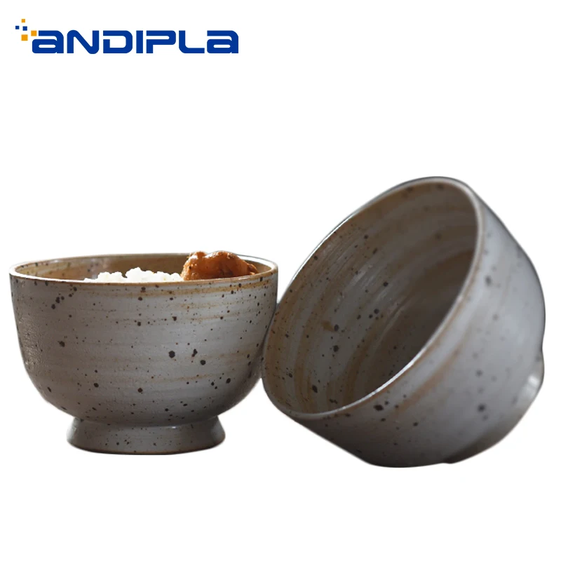 Рисовая чаша ручной работы в японском стиле керамическая посуда винтажный