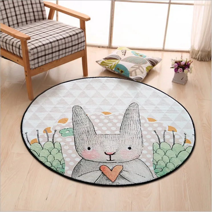 Ручная Роспись Кролик круглый ковер домашние мягкие в детской комнате