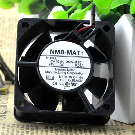 Оригинальный двухпроводный двухшариковый вентилятор NMB 2410ML-05W-B10 60*60*25 6 см 24 В 0,08 а