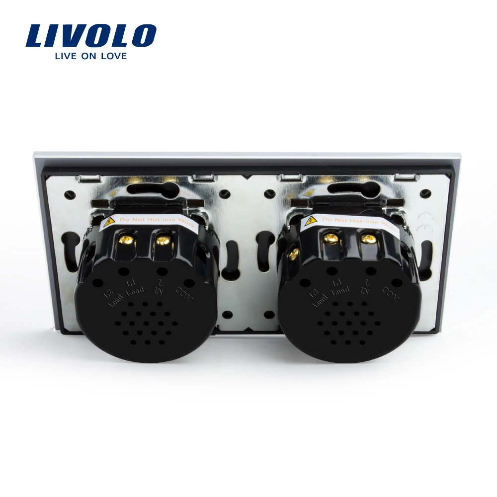 Производитель Livolo, рыцарь Черный, сенсорный выключатель, Хрустальная стеклянная панель, цифровой сенсорный настенный выключатель, VL-C702-12/VL-C701-12