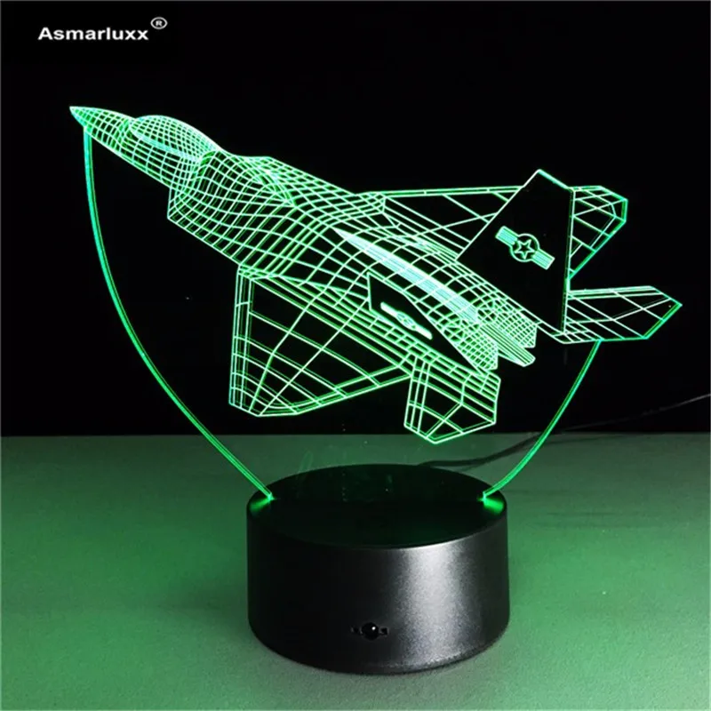 Ночник 3D для самолета настольная лампа боевого разные цвета Военный реактивный