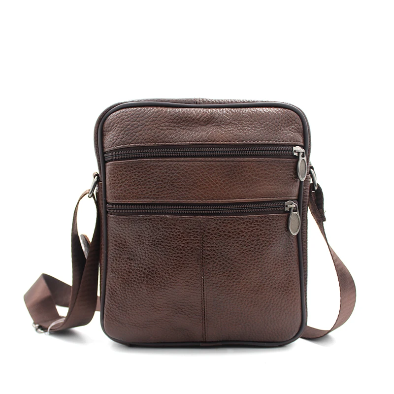 Новый 100% Натуральная Кожа Мужчины Crossbody Сумка Коричневая Винтаж Повседневная Для