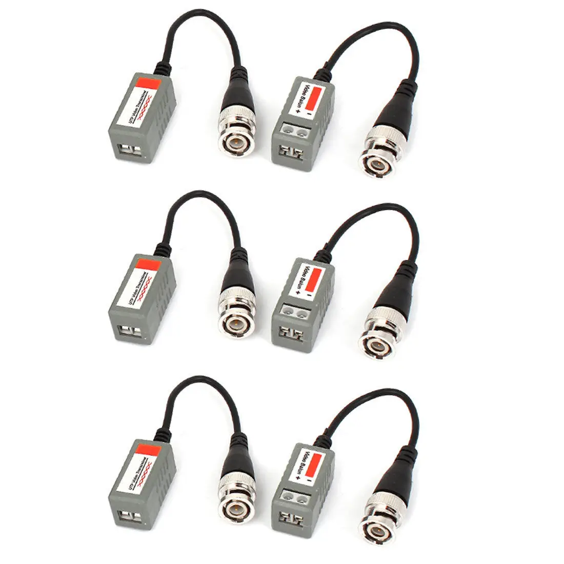 

3 пары BNC Male CCTV Camera Via Twisted UTP CAT5 Video Balun Transceiver