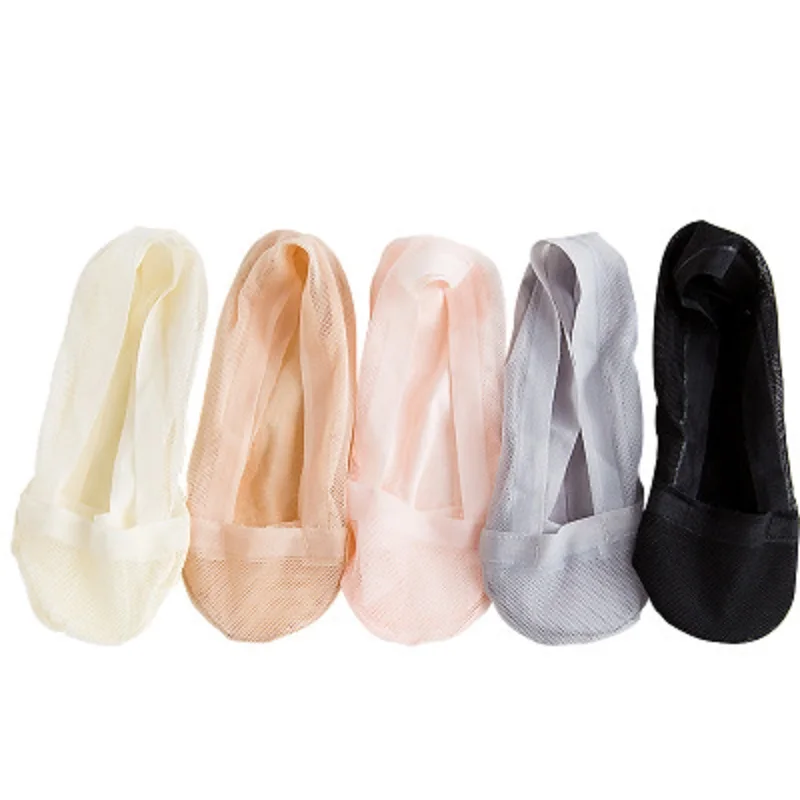 Женская мода Тонкий стелс бутон шелк корабль носки хлопок впитывающий пот сетка