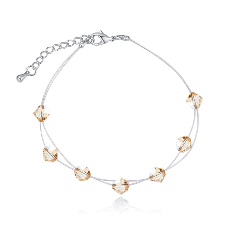 Прозрачный тонкий браслет-цепочка с кристаллами Сваровски для женщин и девушек