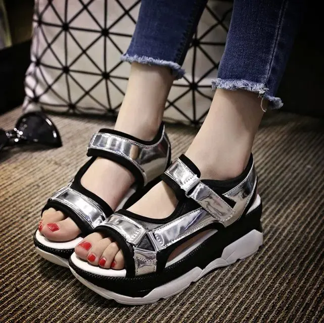 2018 женские босоножки шлепанцы на платформе сандалии толстой подошве слипоны