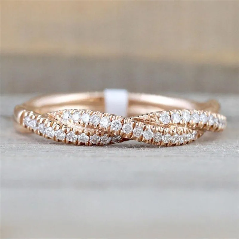

2021 Hot Sell Fashion Geometry Intersect Crystal Rings For Women Girls Engagement Wedding Rings Female Party Jewelry Gifts