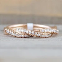 2021 hot sell fashion geometry intersect crystal rings for women girls engagement wedding rings female party jewelry gifts