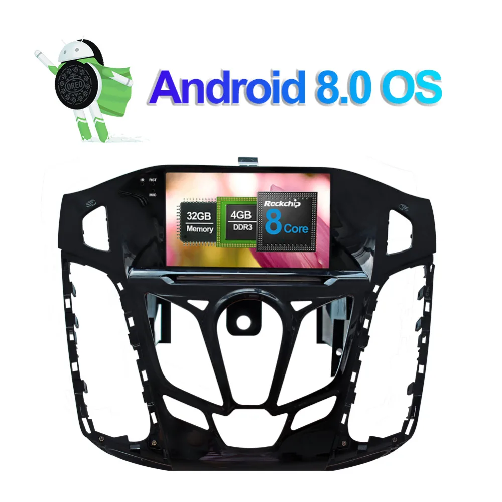 Автомагнитола Android 8.0 Octa Core 4GB RAM с Bluetooth для Ford Focus 2012 2013 2014 с DVD-плеером, Wifi, OBD, камерой в DAB+.