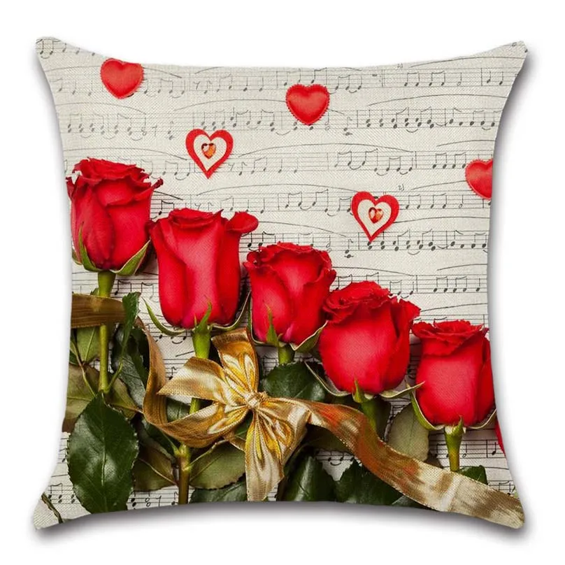 

Чехол-наволочка для подушки с изображением пианино, белых, черных клавиш, красных роз