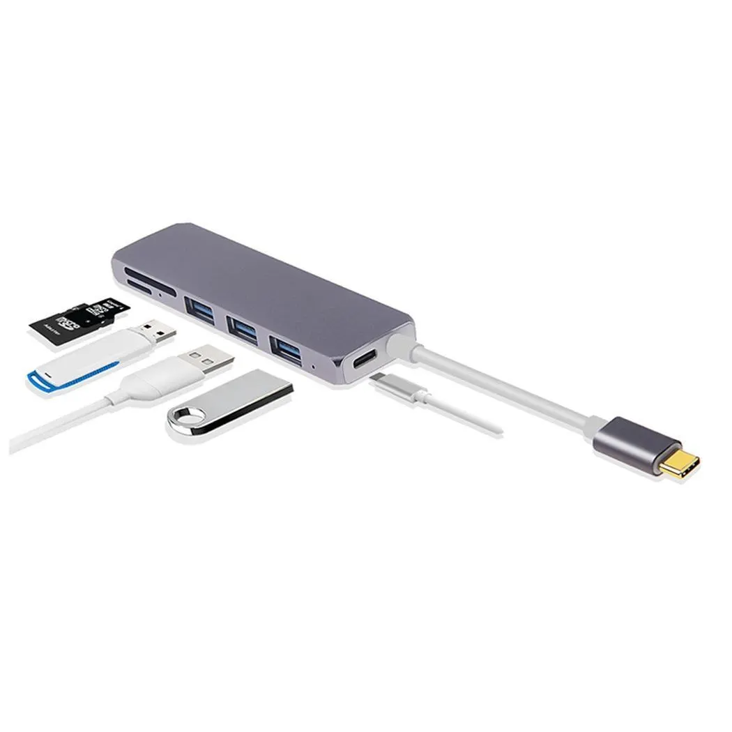 Type-C HUB USB-C to USB3.0 Micro USB TF Grey SD 15cm/5.9inch Card Reader Adapter Converter | Компьютеры и офис