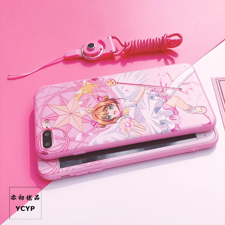 Для iphone XS Max милый Cardcaptor Sakura задний Чехол+ пленка для экрана из закаленного стекла, Девушка Мягкий чехол для iphone X XR 6 7 8plus