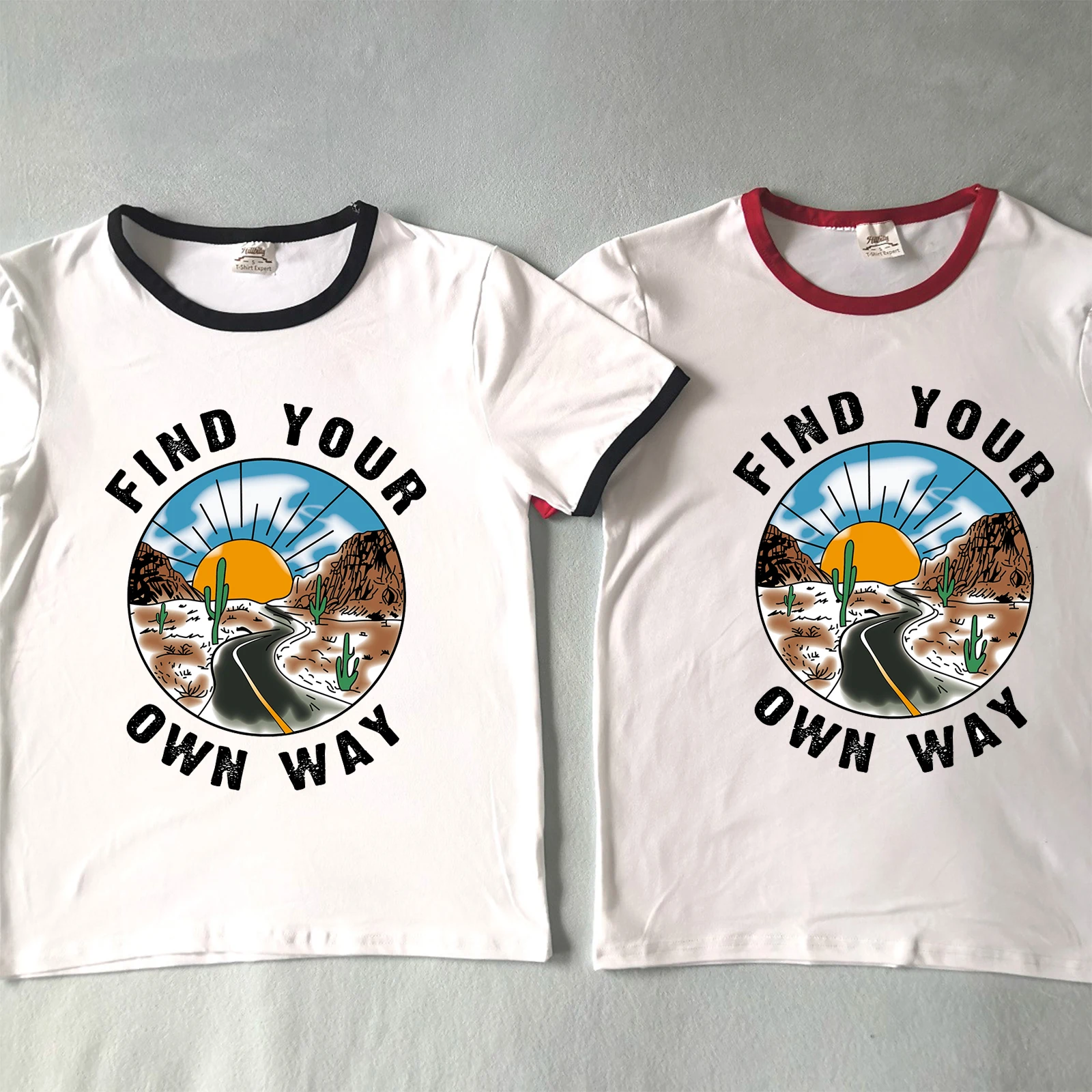 Женская футболка с надписью Find Your Own Way принтом кактуса в пустыне летняя большого
