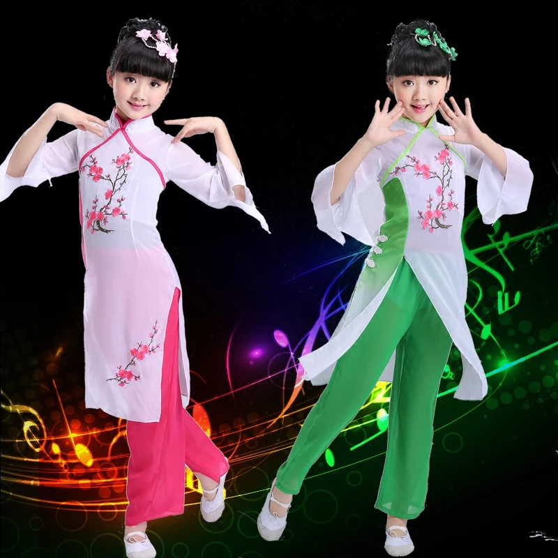 Китайские костюмы для народных танцев Hanfu девочек детские одежда классических