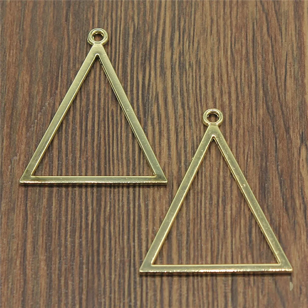 WYSIWYG 8pcs Charms Jewelry Findings DIY Accessories Triangle Pendant High Quality KC Gold Color 32x40mm