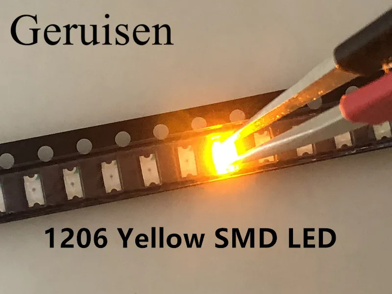 50 шт. Бесплатная доставка SMD 1206 LED Желтые ультра яркие светодиоды желтый диоды