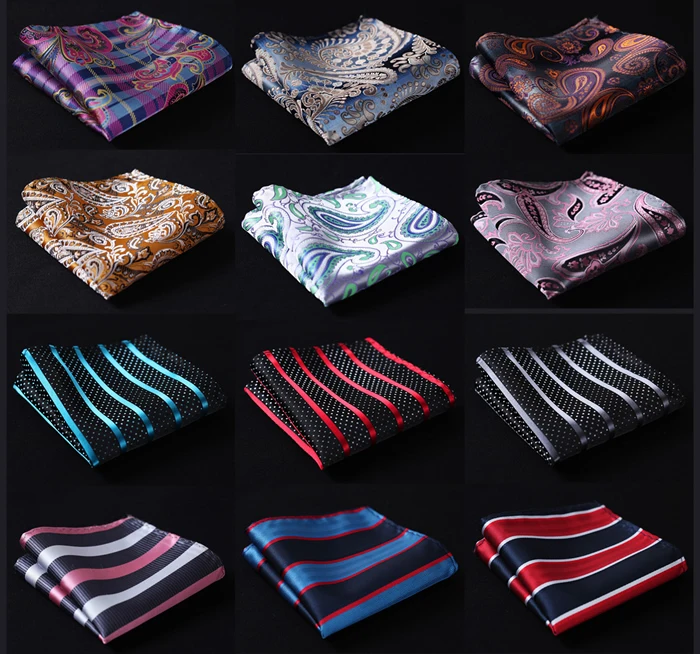 Мужской Шелковый атласный Карманный платок в полоску с узором пейсли