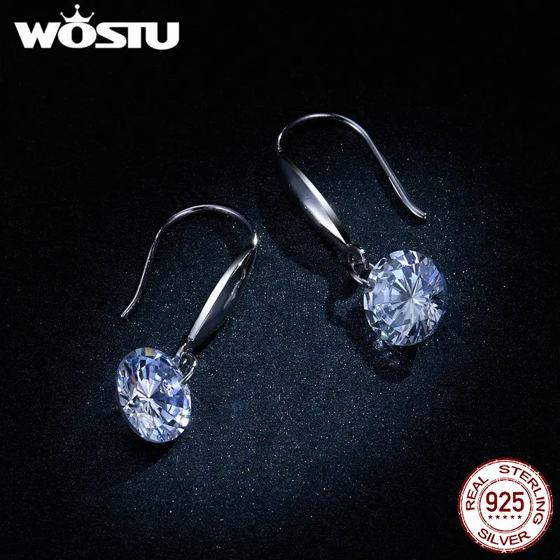 WOSTU Аутентичные 925 пробы серебряные нежные яркие серьги-капли с цирконием для женщин Свадебные модные ювелирные изделия CTE212