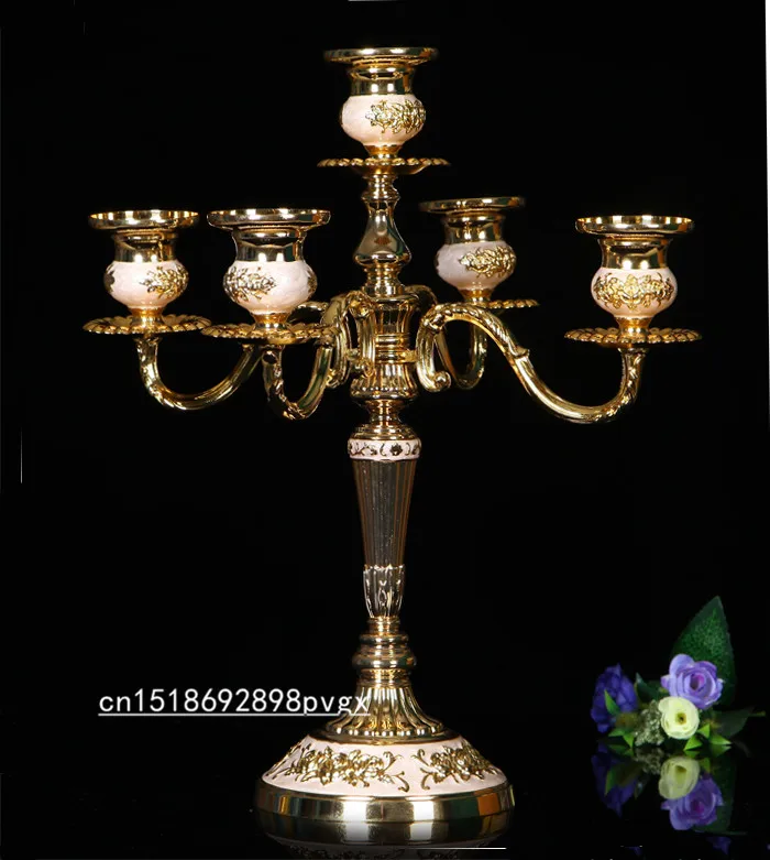 Роскошный европейский стиль блестящий Позолоченный Канделябр в центр стола