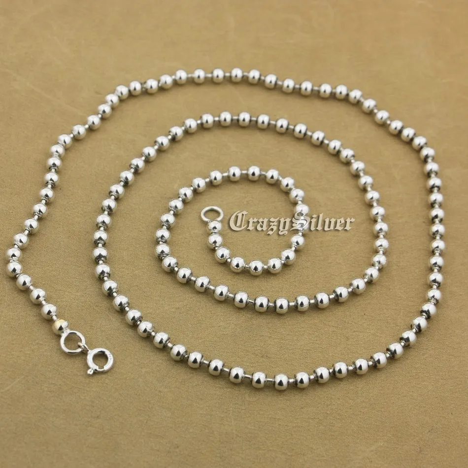 Цепочка из серебра 925 пробы с шариками байкерское ожерелье в стиле панк 8K016 |