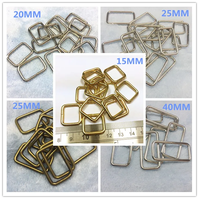 

30 Pcs Rectangle Ring 15mm 20mm 25mm 40mm No Welded D webbing Belt buckles Unwelded Nickel Plated buckle