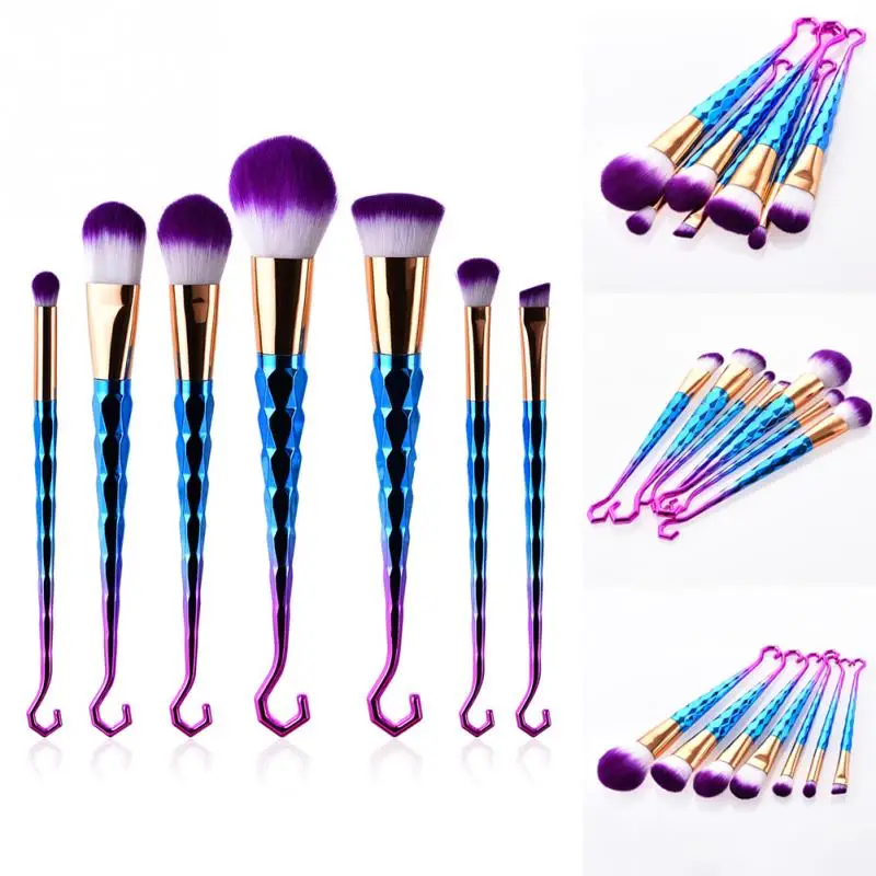 1/7/10Pcs Soft Professional Fan Shape Makeup Brushes Set Drill Hook Colorful Foundation Eyeshadow Eyeliner Brush | Красота и здоровье