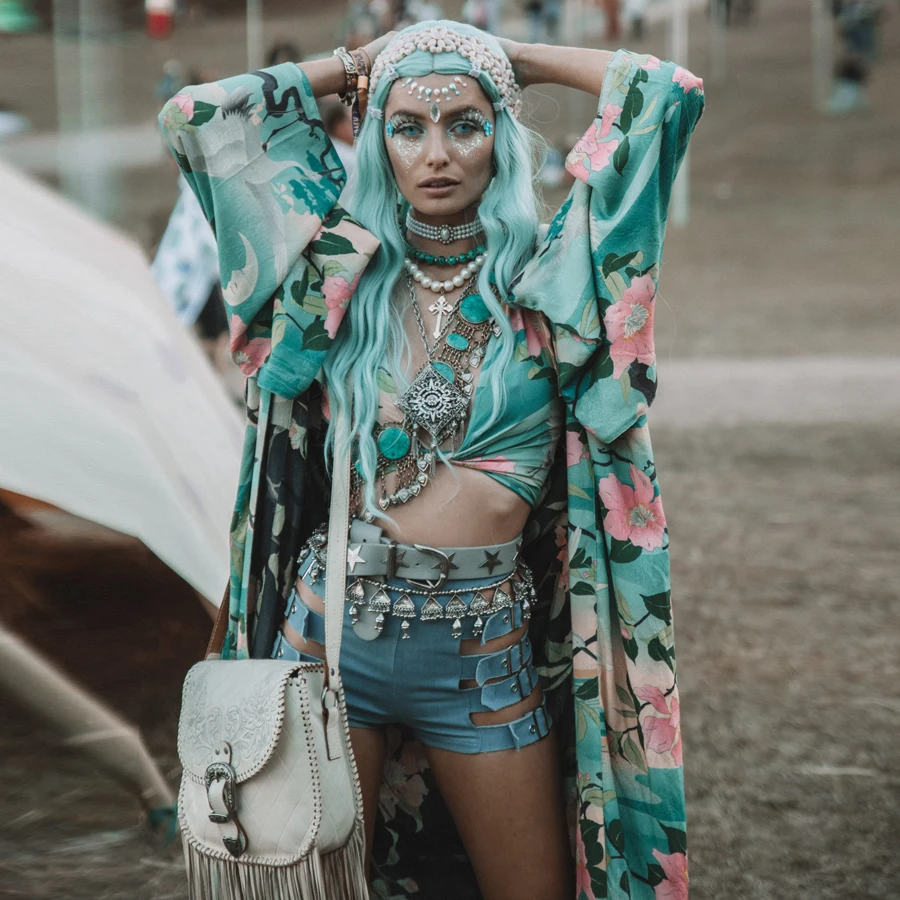 TEELYNN Boho блузка для женщин цветочный принт Vinatge Богемия сексуальное кимоно с
