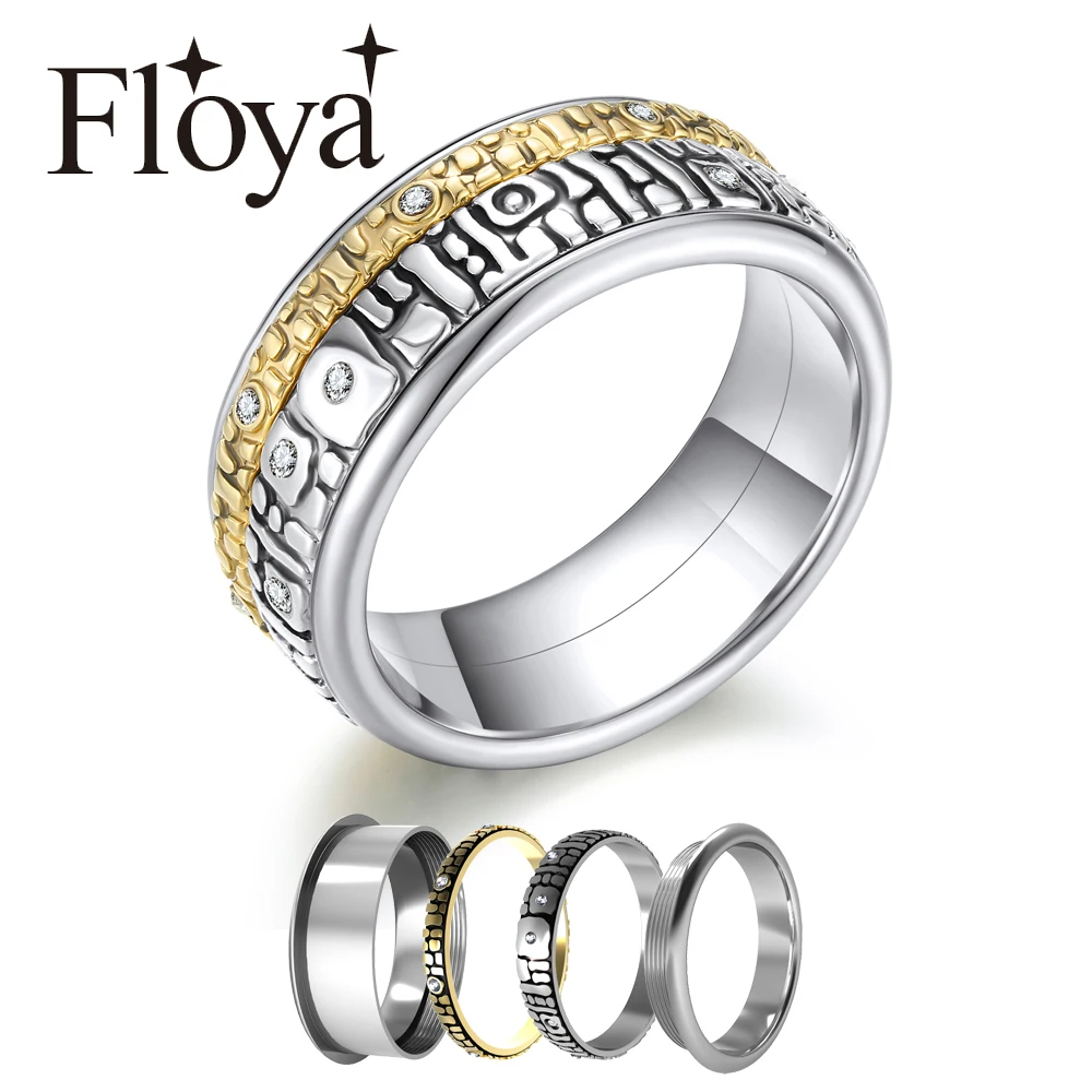 

Floya Interchangeable Rings For Combination Retro Stainless Steel Arctic Symphony Rings Reversible Mix & Match Rings Bague Femme