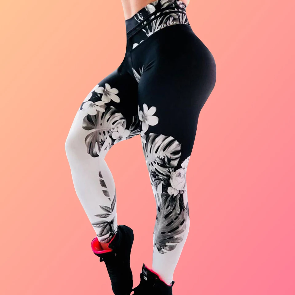 Штаны для йоги с цветочным принтом Pantalon фитнес-брюки подтягивающие леггинсы