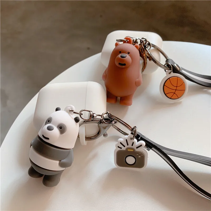 Милый мультяшный медведь декоративный силикон чехол для Apple Airpods чехол Аксессуары Защитный чехол Bluetooth наушники чехол Брелок