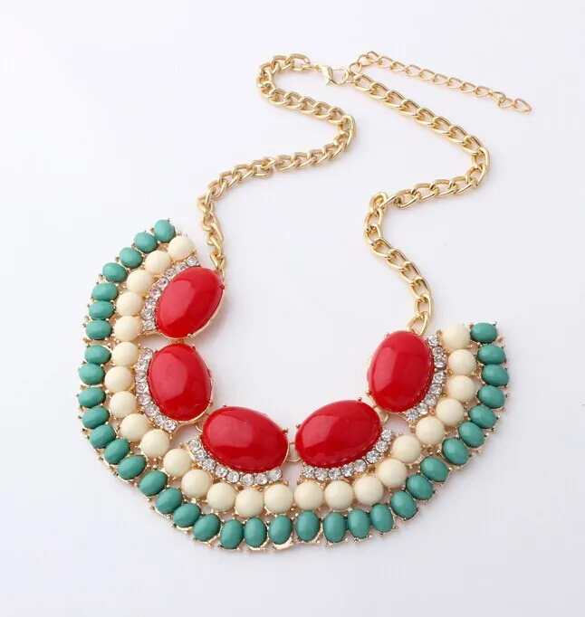 2014 New Fashion link Chain Choker Vintage Rhinestone Bib Statement Necklaces &amp Pendants Women Jewelry X151 | Украшения и