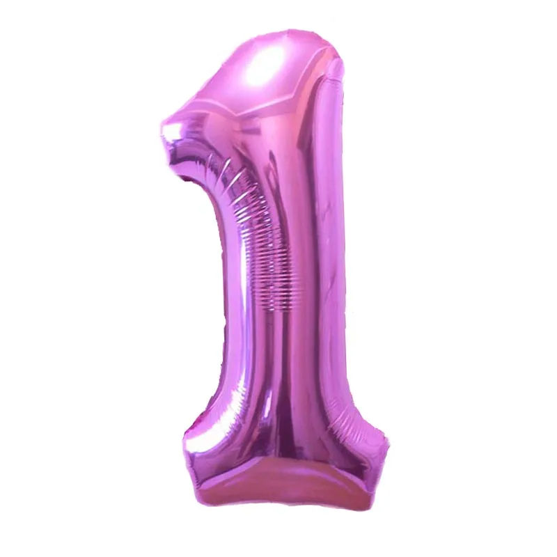 pink 32/40 дюймов номер 1 воздушный шар с гелием цвета: золотистый, Синий Розовый цвет цифр 1th Фольга праздничных воздушных шаров "для младенца День рождения украшения - Цвет: pink