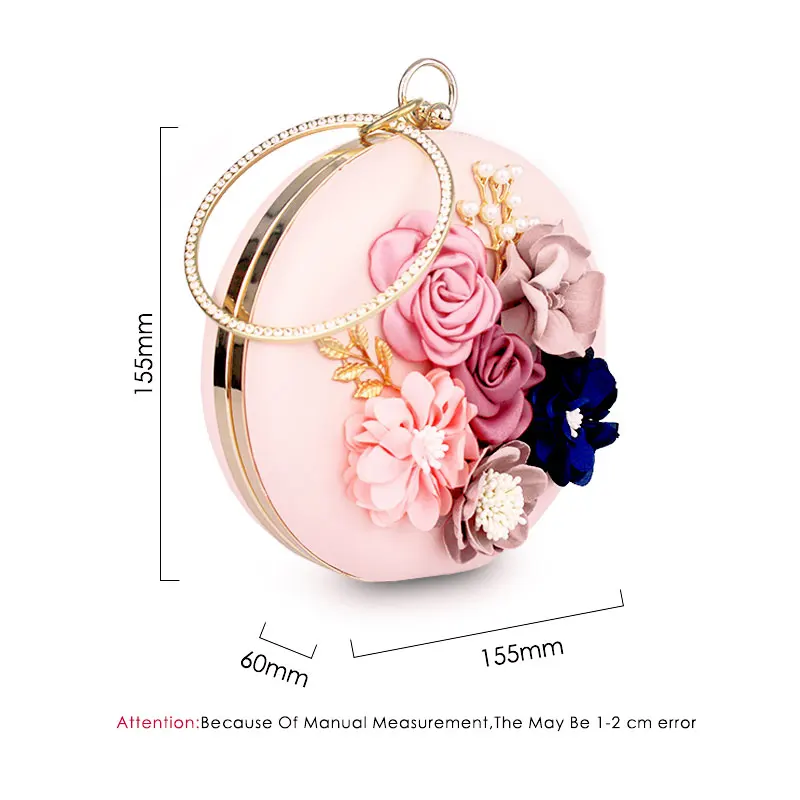 

Fashion Evening Clutch Bags Colorful Flowers Party Ladies Appliques Chain Women Shoulder Crossbody Bags Luxury Pearl Handbag