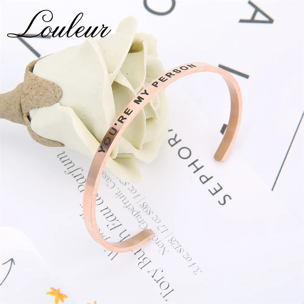 LOULEUR 4 мм ширина You're My Person браслет из нержавеющей стали с надписями снаружи