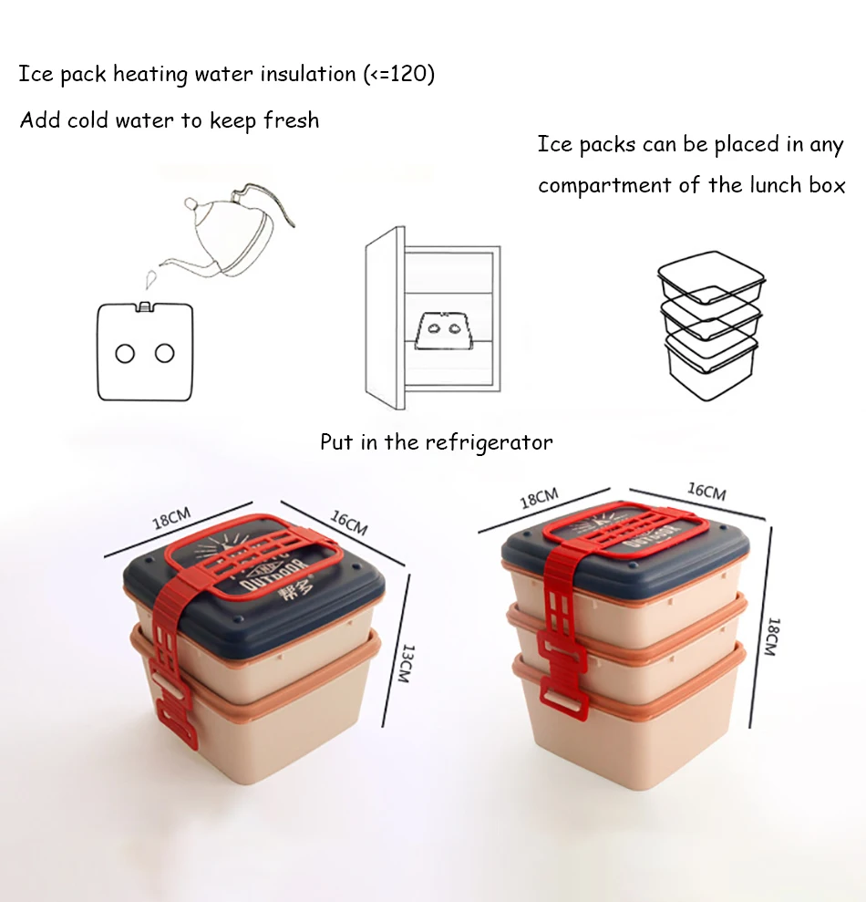 Baispo японский 3 отдел для еды коробка Microwavable большой емкости портативный контейнер для хранения еды для студентов пикника барбекю Bento Box