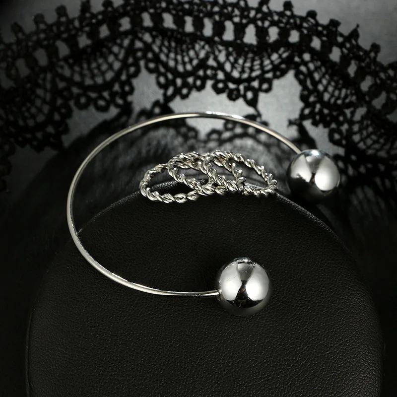 6 шт./компл. Мода Твист Бисера Регулируемое Открытое кольцо браслет для женщин