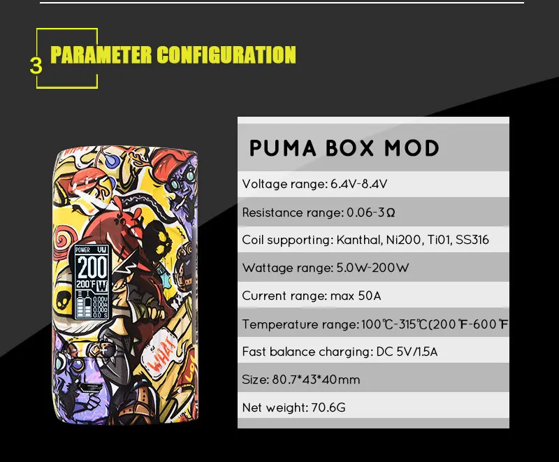 Vapor Storm Storm230 Bypass 200 Вт VW TC Box Mod Vapes модный мод с поддержкой двойной батареи 18650 электронная Сигарета RDA RBA RDTA