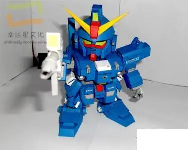 SD Gundam Series RX 79BD 02 Blue Destiny Machine 2 3D Paper Model DIY|Картонные конструкторы| |