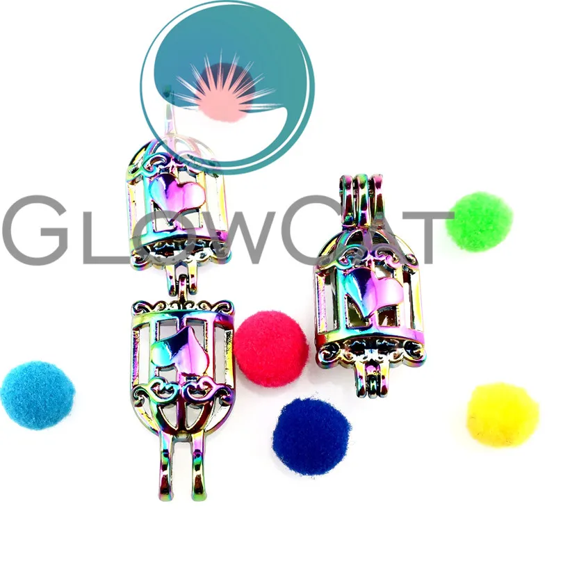 12x R-C669 Радуга Цвета сердце клетка жемчужная для изготовления ювелирных изделий