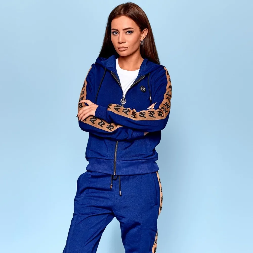 Мода весна с длинным рукавом Письмо печати Куртки Топы + длинные штаны 2 предмета