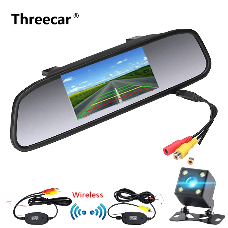 4 all kit 4," автомобильное зеркало заднего вида, монитор, камера заднего вида, TFT-LCD 2 видео для автомобиля, камера заднего вида, водонепроницаемый светодиодный, ночное видение - Цвет: 4 all kit