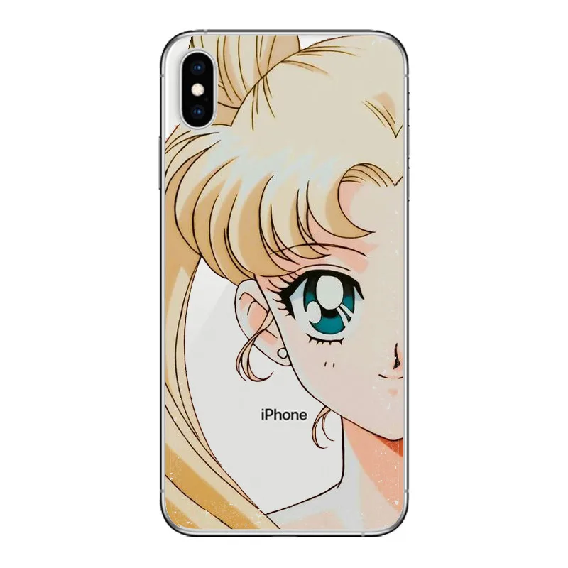 Прозрачный силиконовый чехол из ТПУ с изображением Сейлор Мун для iPhone X XS Max XR 5 5S SE