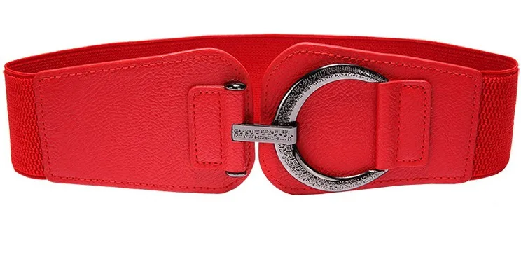 red color Популярный пояс для женщин, высокое качество, женский пояс, черный широкий ремешок, Серебряная Пряжка, эластичная лента, модный пояс для платья - Цвет: red color