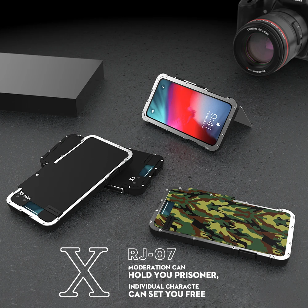 ShockProof Case For Iphone 6 6S 7 8 Plus Flip Aluminum Metal Frame+ PC Protective Armor King case XS MAX XR | Мобильные телефоны и