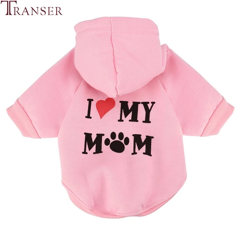 Transer Одежда для собак, толстовка с капюшоном с надписью «I LOVE MY MOM» для маленьких собак, щенков, спортивная одежда для отдыха 71205